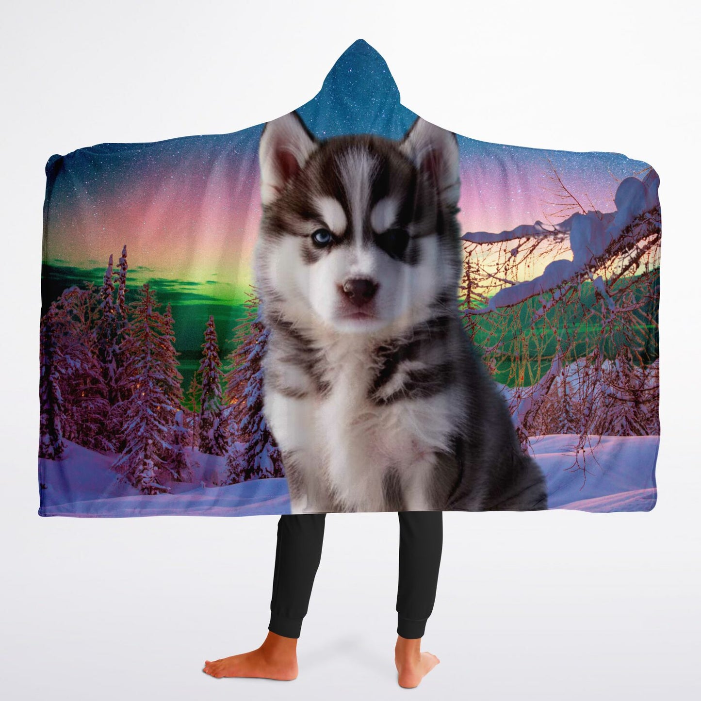 Teens/Kids Husky Hooded Blanket - Micro Fleece | Apparel and Gift | Backview Standing