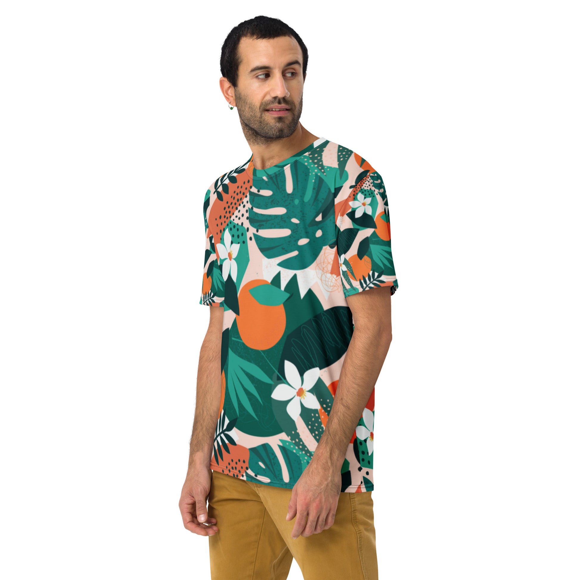 Tropical M-Green - Men's Crew Neck T-shirt_Front | Apparel and Gift | Front Angle View
