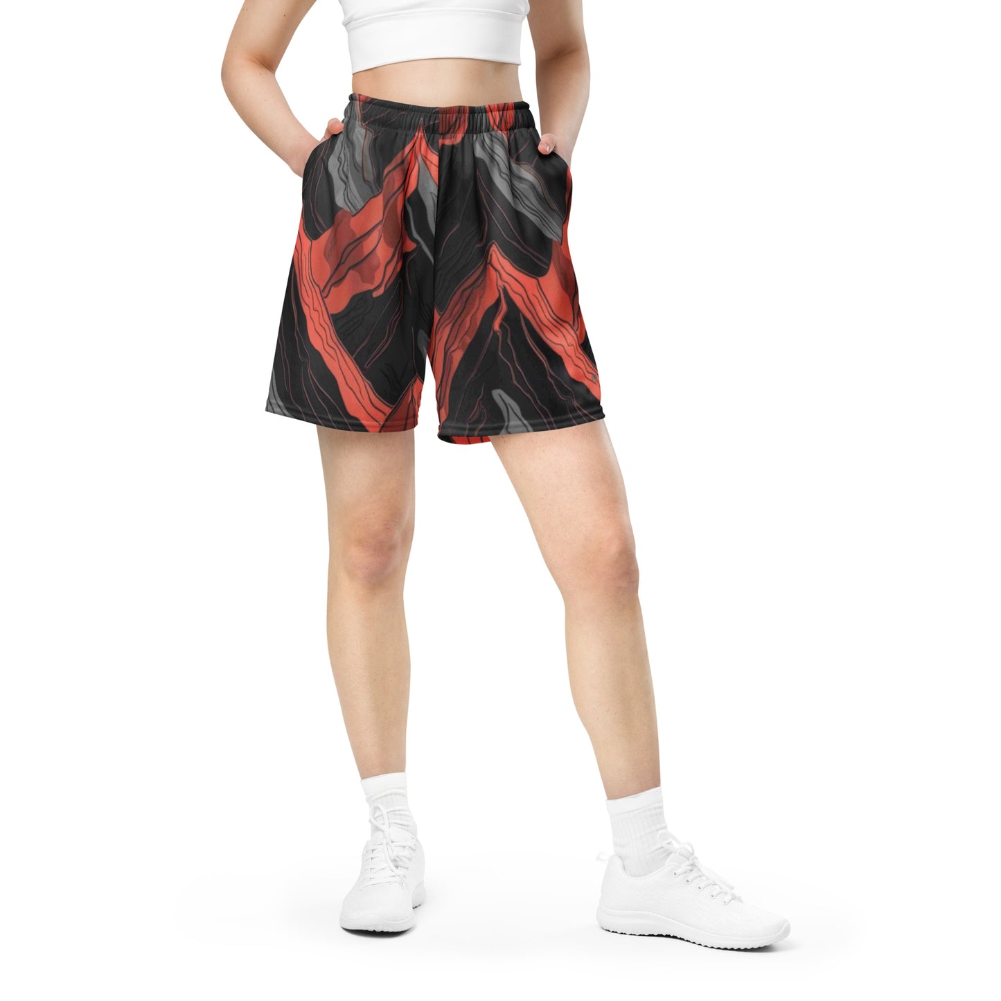 CrimsonTMS1 Unisex Mesh Shorts_Apparel and Gift_Women Frontside