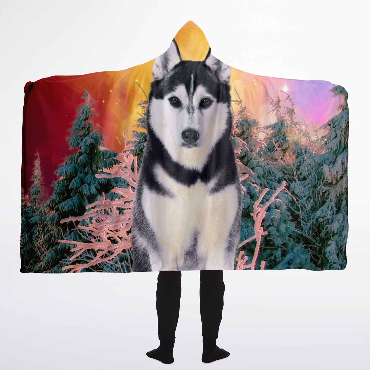 Adult Husky Hoodie Blanket - Micro Fleece