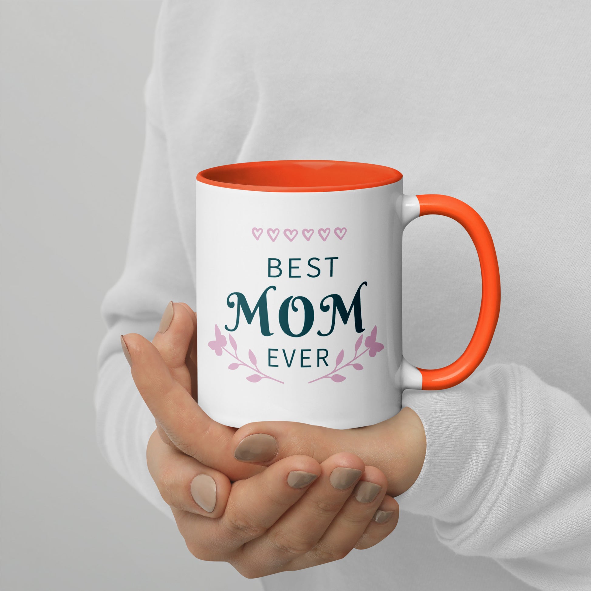 Best Mom Ever Inside Colored - Glossy White Mug | Apparel and Gift | Mugview2-Orange