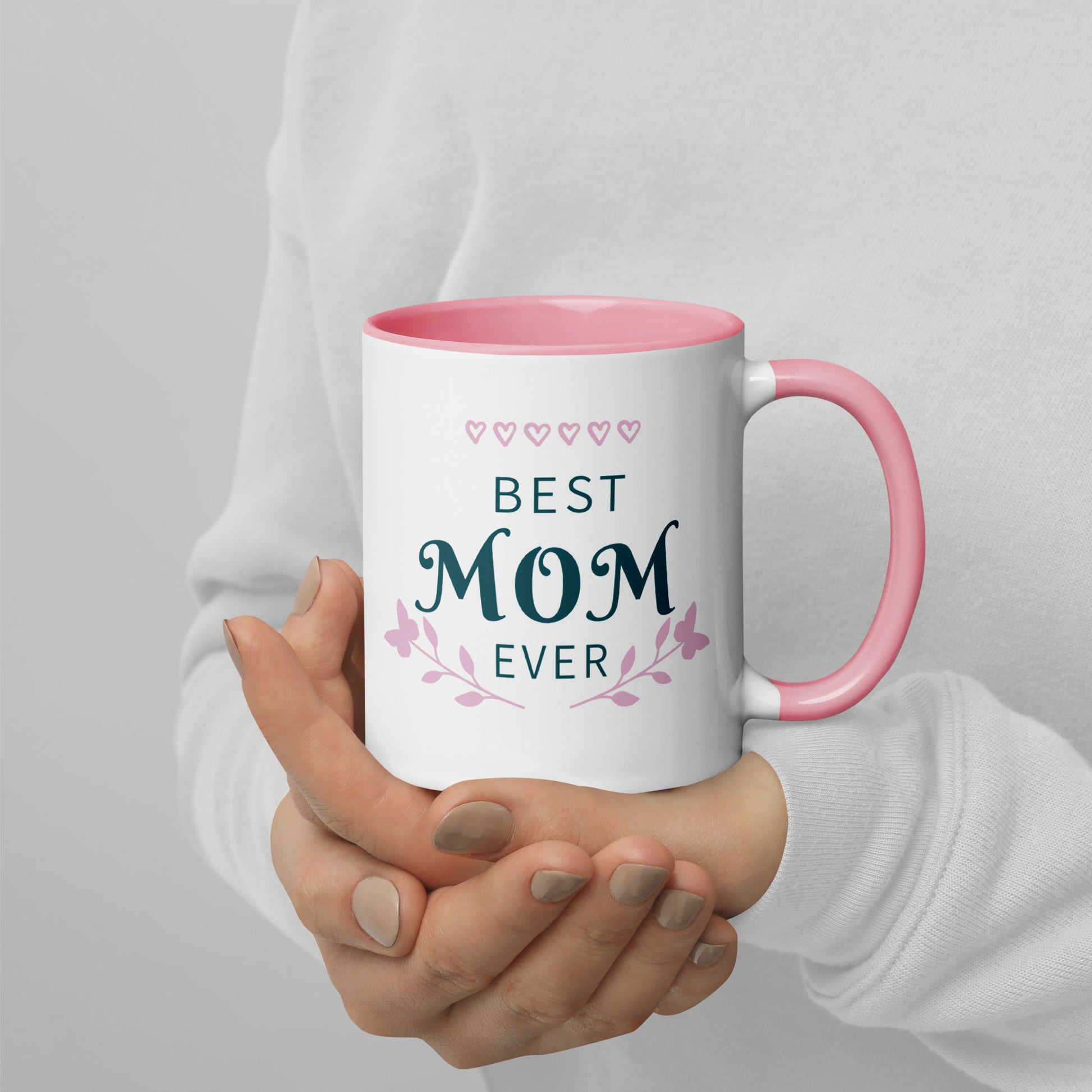 Best Mom Ever Inside Colored - Glossy White Mug | Apparel and Gift | Mugview2-Pink