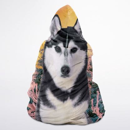 Adult Husky Hoodie Blanket - Micro Fleece