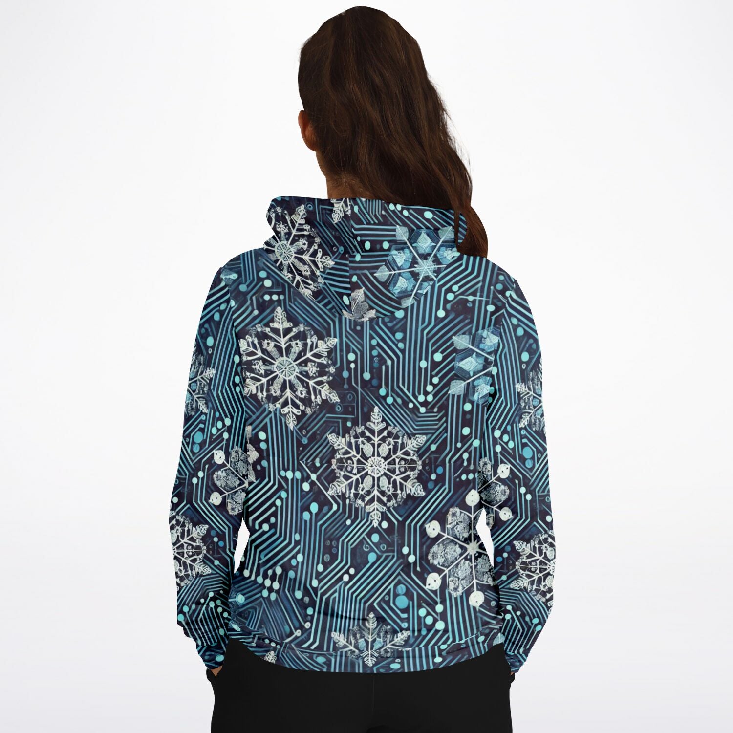 Glaciered Circuit-1HNZ Unisex Non-Zip Hoodie | Apparel and Gift | Woman Back