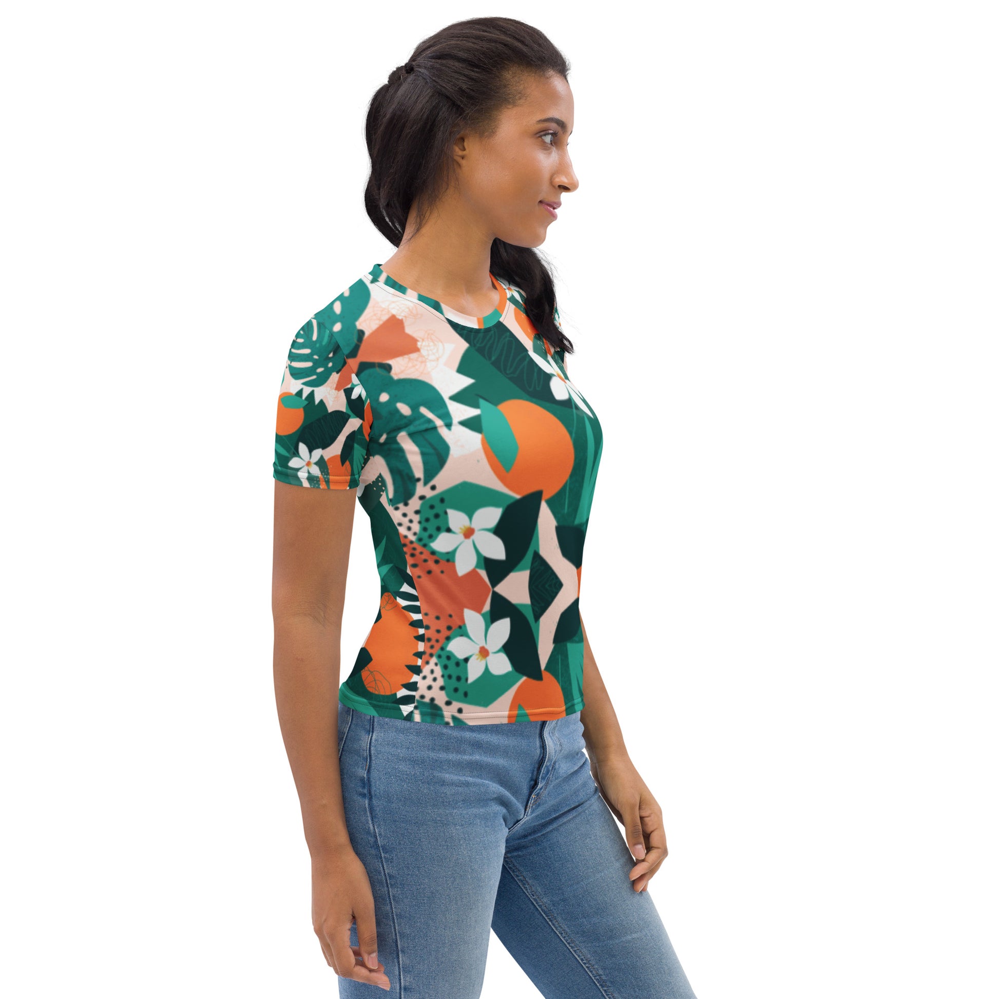 Tropical W-Green - Women's Crew Neck T-shirt | Apparel and Gift | Sideview