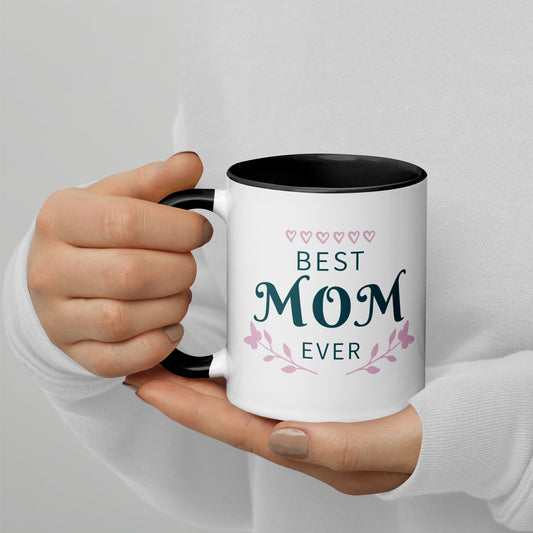 Best Mom Ever Inside Colored - Glossy White Mug | Apparel and Gift | Mugview1-Black