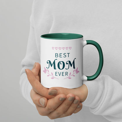 Best Mom Ever Inside Colored - Glossy White Mug | Apparel and Gift | Mugview2-Green